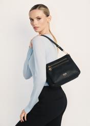 Black women's messenger bag made of imitation leather TOREC-0966A-99(Z25)