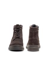 Brown suede men's ankle boots BUTYM-0515-89(Z25), front and back product view on white background.