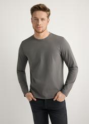 Men's gray longsleeve LSLMT-0012-9D(W26), front view of the product on the model. Half of the silhouette visible.