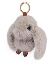Fluffy rabbit-shaped keychain BRELOK-213-1B(Z26) - close-up of the detail, on a white background.