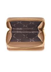 Small beige leather women's wallet PORES-0833R-1B(W26), product view inside on white background.