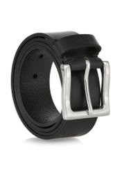 Black leather men's belt with square buckle PASMS-0254-99(W24)-02