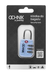 Blue TSA combination padlock AW-015-0003-61(W25), view of the product in the packaging on a white background.