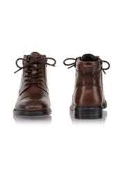 Brown leather men's ankle boots BUTYM-0404B-1I(Z26) - front and back view, on white background.