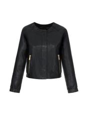 Women's leather jacket with welts KURDS-0308-5608(W22)-03