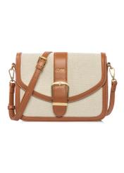 Beige women's messenger bag TOREC-1203-0P(W26) - front product view, on a white background.