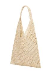Beige women's handbag made of natural straw TOREC-1220-1E(W26), diagonal product view on a white background.