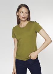 Women's khaki basic t-shirt TSHDT-0076-55(Z21)-01