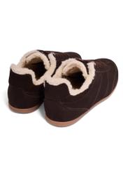 Women's dark brown suede sneakers BUTYD-1292-1I(Z26), product view from the back on a white background.
