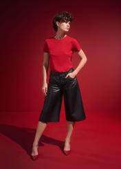 Black leather culottes SPODS-0041-5339(Z24)