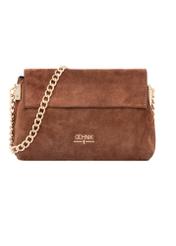Cognac suede small women's handbag TORES-1170-1F(W26), front product view on white background.