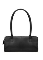 Black leather oblong women's handbag TORES-1259-99(W26), product view from the back on a white background.