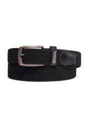 Black braided men's belt PASMT-0004-99(Z26), front view of the product on a white background.