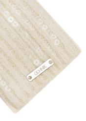 Beige women's gloves with a wool blend REKDT-0034-81(Z25) - close-up of the detail on a white background.