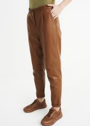 Women's caramel leather pants SPODS-0022-1103(W22)-01