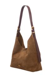 Brown leather women's handbag TORES-1302-1D(W26), diagonal product view on white background.