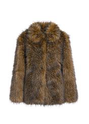 Brown women's fur coat FUTDP-0059-15(Z25), front product view on white background.