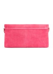 Pink suede women's handbag TORES-1247-5E(W26) - product view from the back, on a white background.