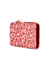 Red women's floral wallet POREC-0402-42(W25), diagonal product view on white background.
