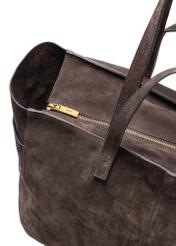 Brown suede women's bag TORES-1187-89(Z25), close-up of product detail, view on white background.