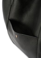 Black large leather shopper bag TORES-1212-9I(W26) - close-up detail, on white background.