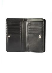 Black women's wallet with logo POREC-0401-99(W25), view of the inside of the product on a white background.