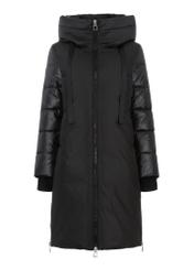 Women's black winter jacket with hood KURDT-0478-99(Z24)-05