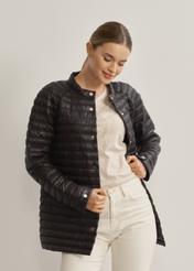 Women's black quilted jacket KURDT-0428-99(W24)-01