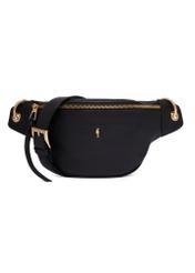 Women's black leather waist bag TORES-1319-99(Z26) - front product view, on a white background.