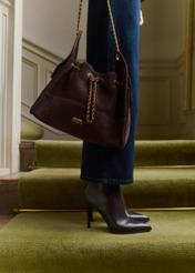 Brown medium suede women's handbag TORES-1408-1I(Z26)