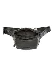 Men's black leather waist bag TORMS-0529-99(Z26) - product view from above, on a white background.