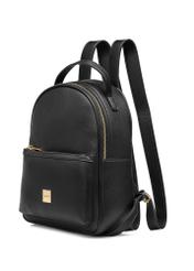 Black women's imitation leather backpack TOREC-0920-99(W26) - diagonal product view, on a white background.