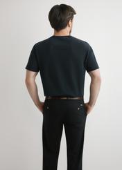 Men's black cotton T-shirt TSHMT-0140-99(W26), back view of the product on the model. Half of the silhouette visible.