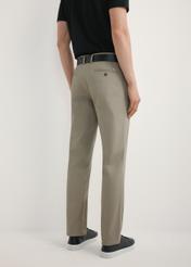Men's dark beige trousers SPOMT-0121-1K(W26) - back view of the product, on a model, against a light background. Half of the silhouette visible.