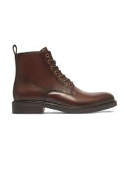 Dark brown men's leather ankle boots BUTYM-0580-1I(Z26), side view of the product on a white background.