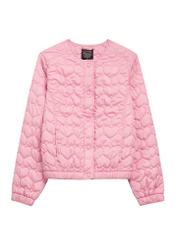 Women's pink quilted jacket KURDT-0630-5B(W26), front product view on white background.
