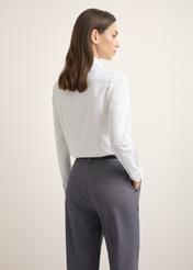 Women's white cotton shirt KOSDT-0190-0A(Z26), product view from the back on the model, half of the silhouette visible.