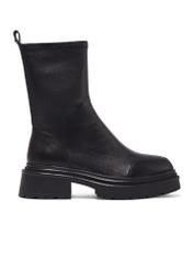 Black leather women's ankle boots BUTYD-1324-99(Z26), side view of the product on a white background.