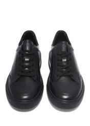 Black leather men's sports shoes BUTYM-0574-99(Z26), front product view on white background.