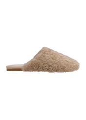 Beige women's wool slippers BUTYD-1318-1B(Z26), side view of the product on a white background.