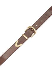 Women's brown leather belt PASDS-0340-1I(W26), product view from above on white background.