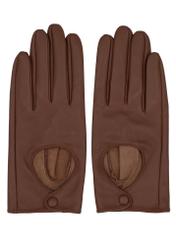 Camel leather women's gloves REKDS-0113-1D(Z26), product view from above, on white background.