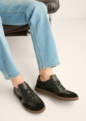 Black leather sports shoes BUTYM-0573-9J(Z26)