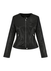 Women's black leather jacket KURDS-0154-1386(W24)-03