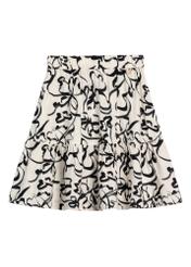 Cream patterned women's skirt SPCDT-0128-1P(W26), front product view on white background.