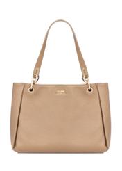 Beige women's imitation leather handbag TOREC-0998-1D(W26), front product view on white background.