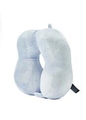 Blue travel pillow AW-014-0001-61(W25), diagonal product view on white background.