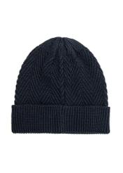 Navy blue men's herringbone cap CZAMT-0057-69(Z25), product view from the back on a white background.