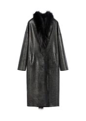Black leather double-sided women's sheepskin coat KOZDS-0093-1396(Z25)
