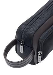 Black and brown men's cosmetic bag TORMN-0379-98(Z25), close-up of product detail, view on white background.